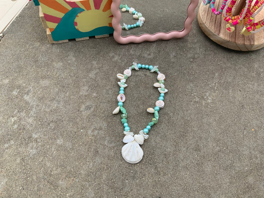 Teal tidal wave necklace